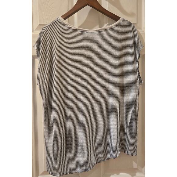 Nicole Miller Linen Knit Cap Sleeve Lightweight Nautical Asymmetrical Top XL - Picture 2 of 6